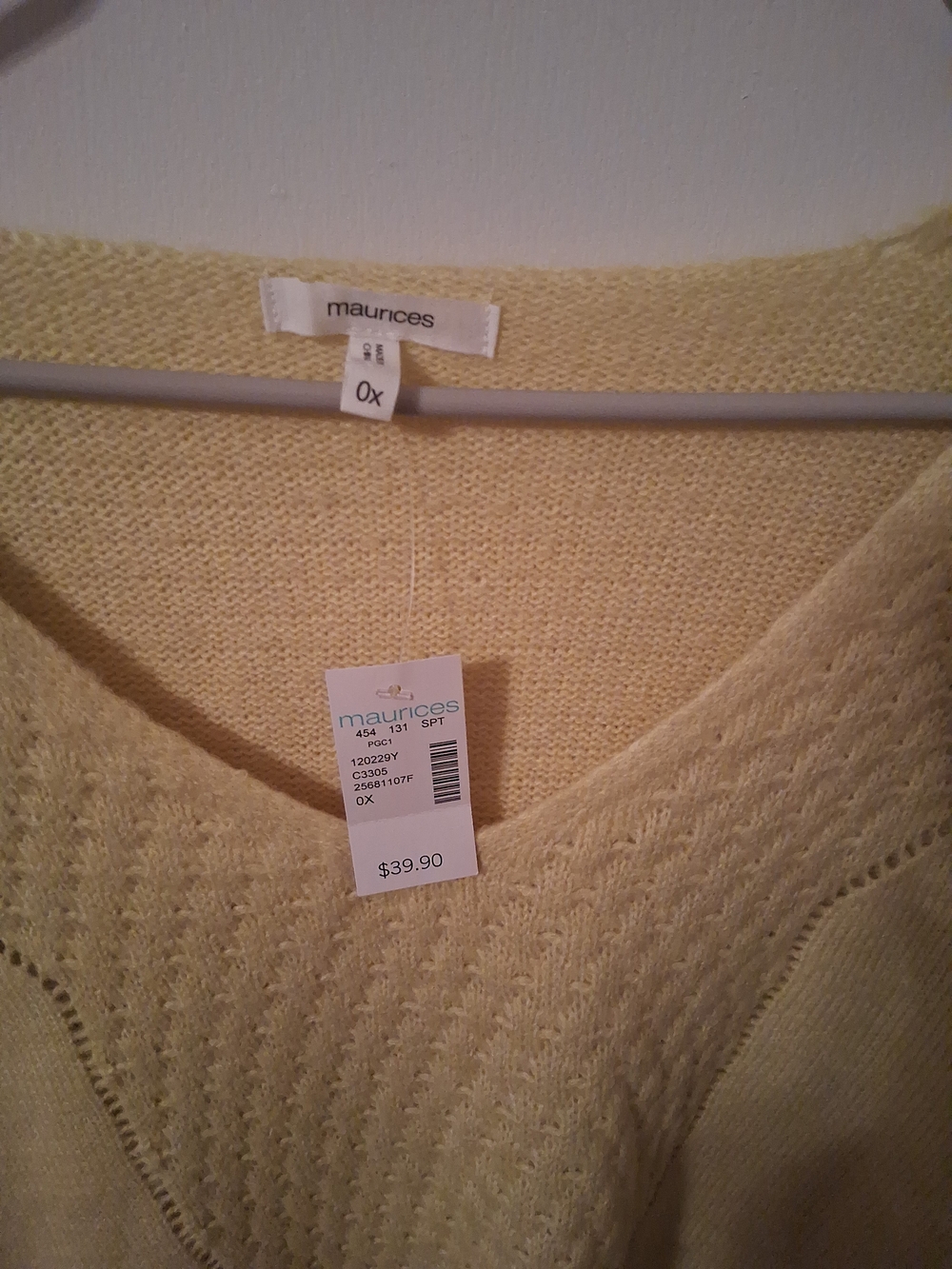 Maurices Cream Knit V-Neck Sweater